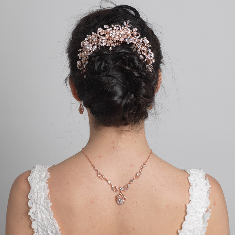 Silver Clear Rhinestone Floral Vine Bridal Wedding Comb Hair Jewelry Headpiece 