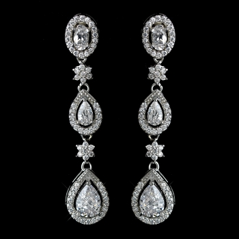 Antique Rhodium Silver Clear Teardrop & Oval Pave Encrusted CZ Crystal ...