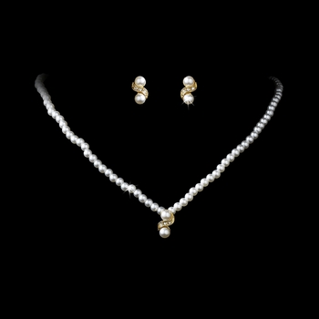 Gold and Ivory Pearl Necklace Set NE 124