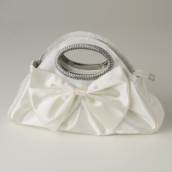 Cream (Silver or White) Satin Evening Bag 311 with Rhinestone Accented ...