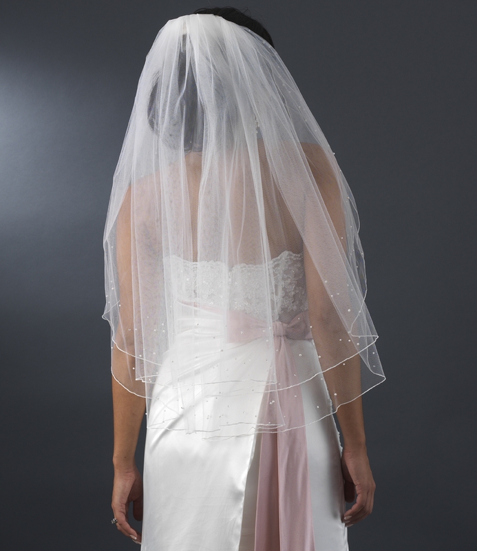 Scattered Pearl Veil on Soft Bridal Tulle Elbow, Fingertip, Waltz or  Cathedral Length 